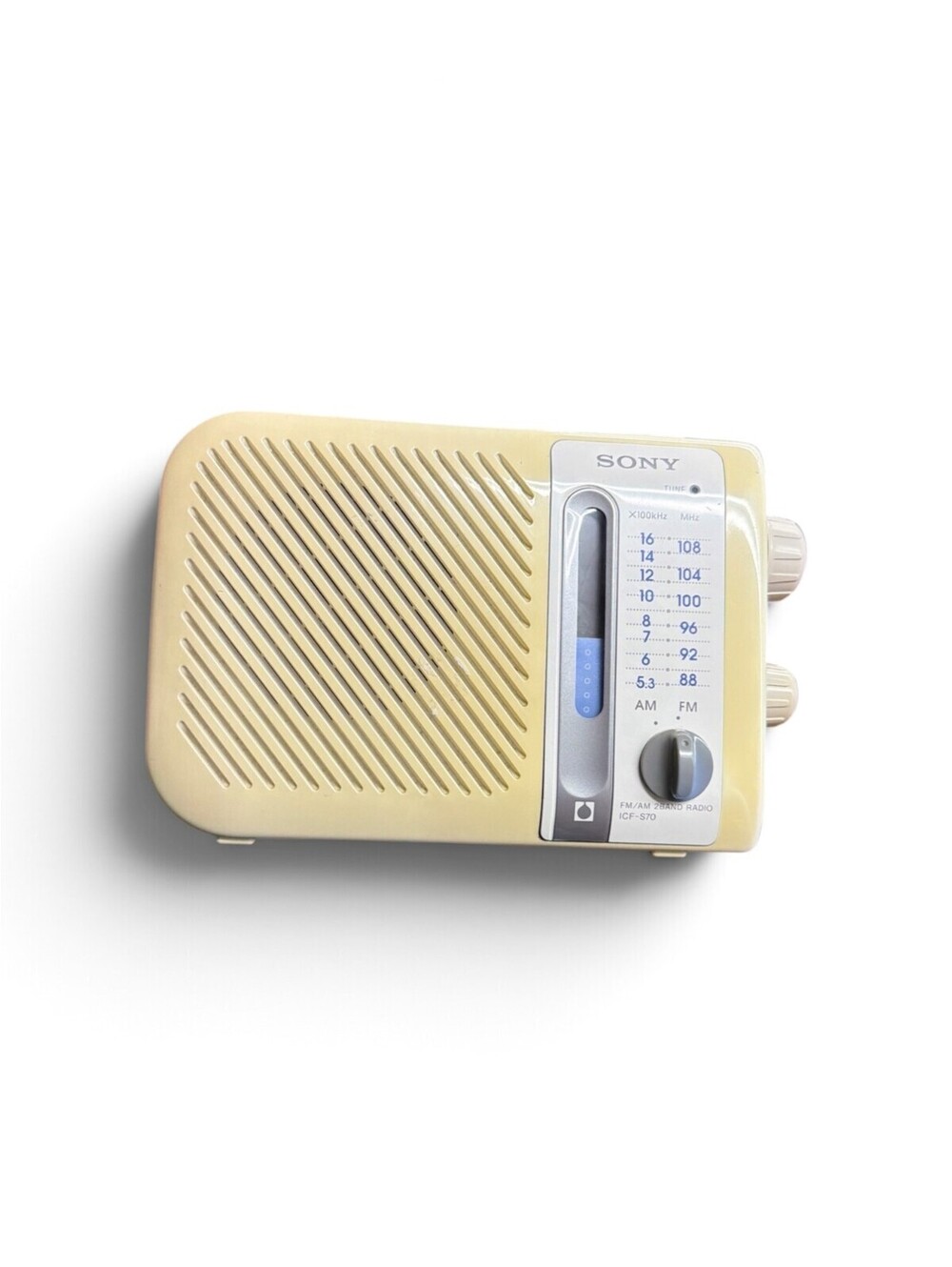 Vintage Sony ICF-S70 AM/FM 2 Band Portable Radio Cream Battery Operated UNTESTED